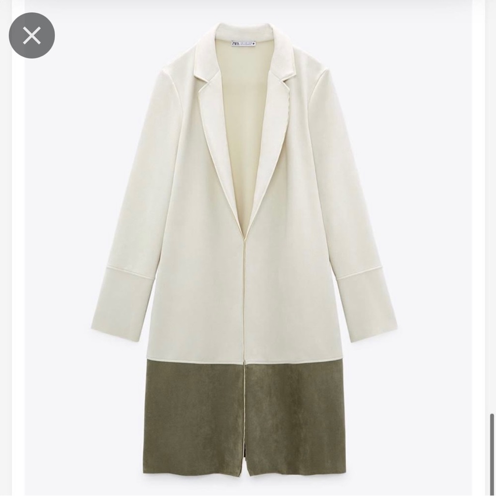 Zara faux suede color block coat